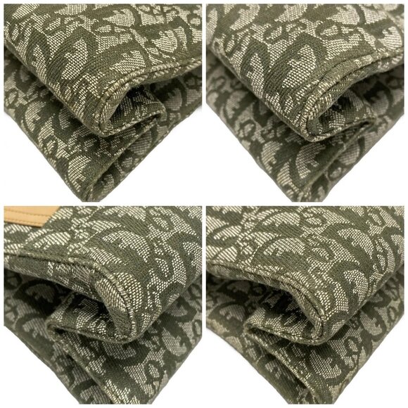 Auth DIOR/ChristianDior Trotteur Khaki Cream Beige Jacquard Leather Tote Bag - Picture 16 of 16